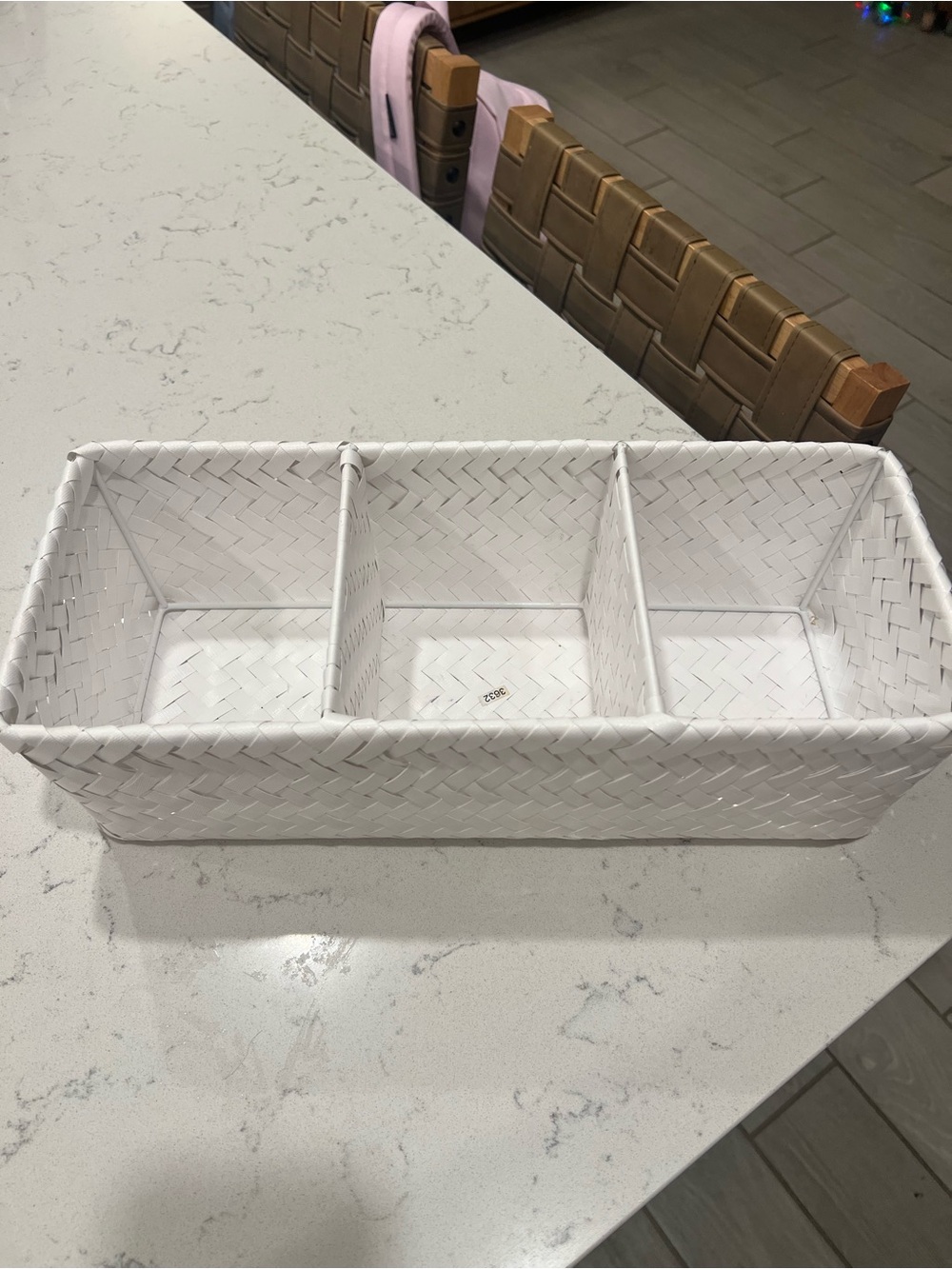 White Woven 3-Compartment Organizer